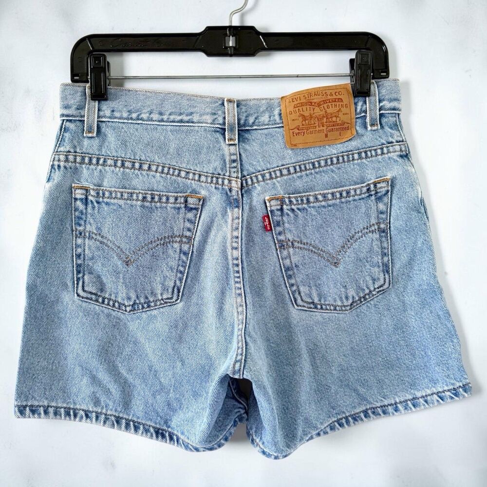 Vintage Levis 955 Shorts Women Jr 7 Red Tab Mom Relaxed Fit 90s Light Wash Jorts
